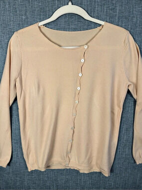 Long Sleeve Button Front Sweater in Cream